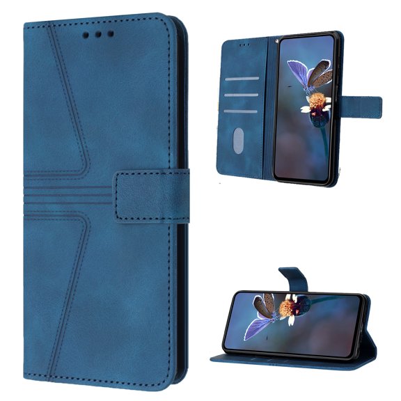 for iPhone 16 Wallet Flip Case with 2 Lanyard, Vintage Premium PU Leather Card Slots Kickstand Magnetic 360 Protection Case Cover for iPhone 16 Men Women, Blue