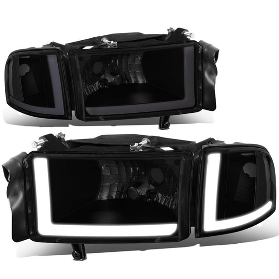 DNA Motoring For 94-02 Dodge Ram 1500 2500 3500 LED DRL Smoked Clear 4pcs Corner Headlight Lamps