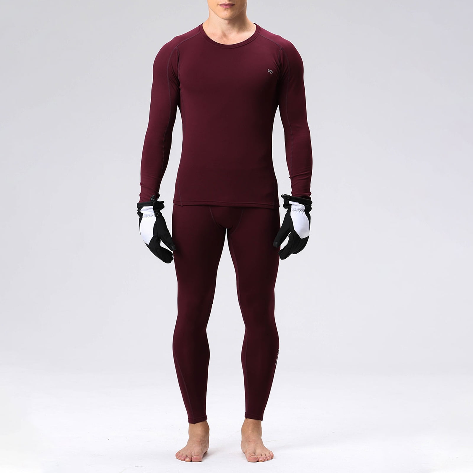 2 pièces hommes hiver sousvêtements thermiques doublure en polaire épais chaud o cou à manches