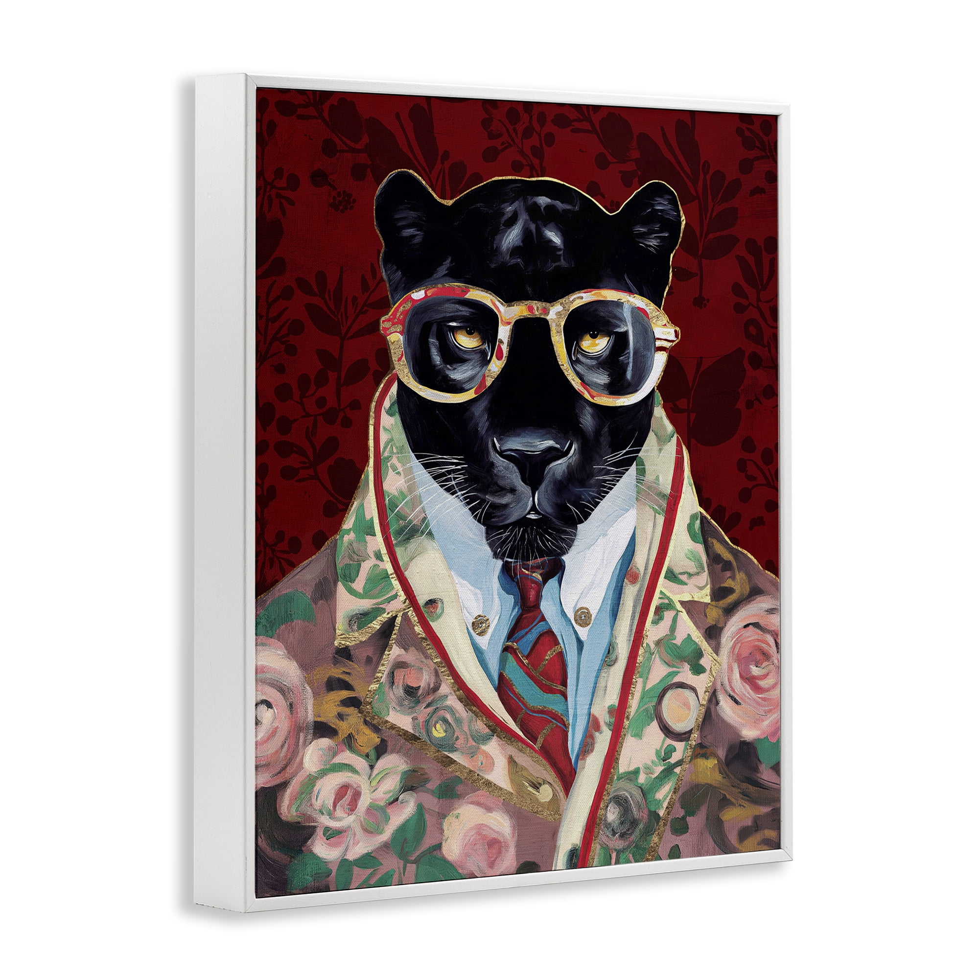 Stupell Industries Fashionable Scarlet Panther White Framed Giclee Art, design by Svetlana Aleynikova