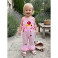thumbnail image 4 of RUINIXCW Toddler Baby Girl Back to School Overalls Kids Kindergarten Outfits Baby Girls First Day of School Outfit Cute Apple Pencil Embroidery Plaid Flared Jumpsuit Bow Suspender Pants, 4 of 9