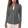 thumbnail image 2 of Women's Quarter Zip Sun Shirt UPF 50+ Long Sleeve Athletic Top with Thumb Holes for Running Golf Fitness and Walking Exercise, 2 of 9