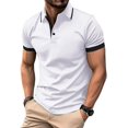 thumbnail image 1 of TRAHOO-Mens Casual Polo Shirts Classic Button Basic Shirt Color Block Cotton Tees Stylish Tops, 1 of 4
