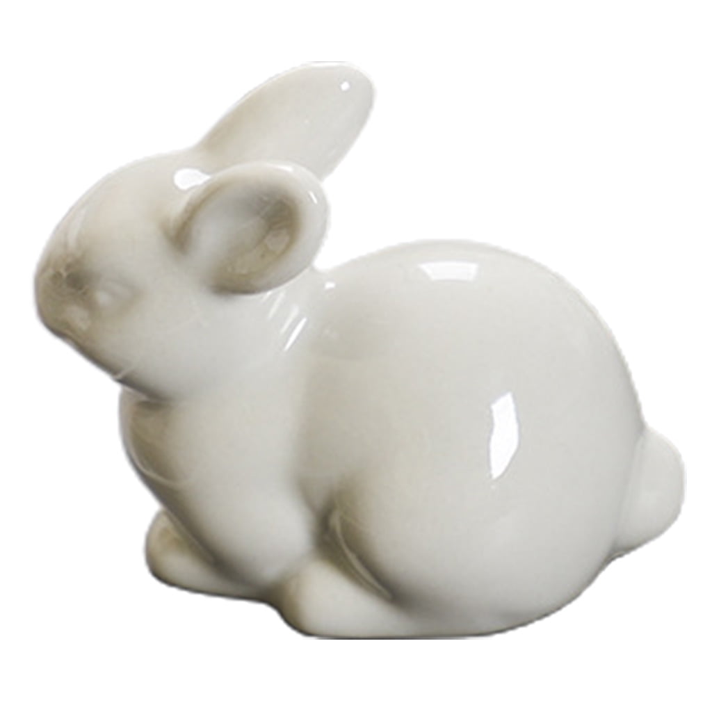 1x Ceramic Rabbit Bunny Figurine Miniatures Fairy Garden Tiny Collectibles Gift 