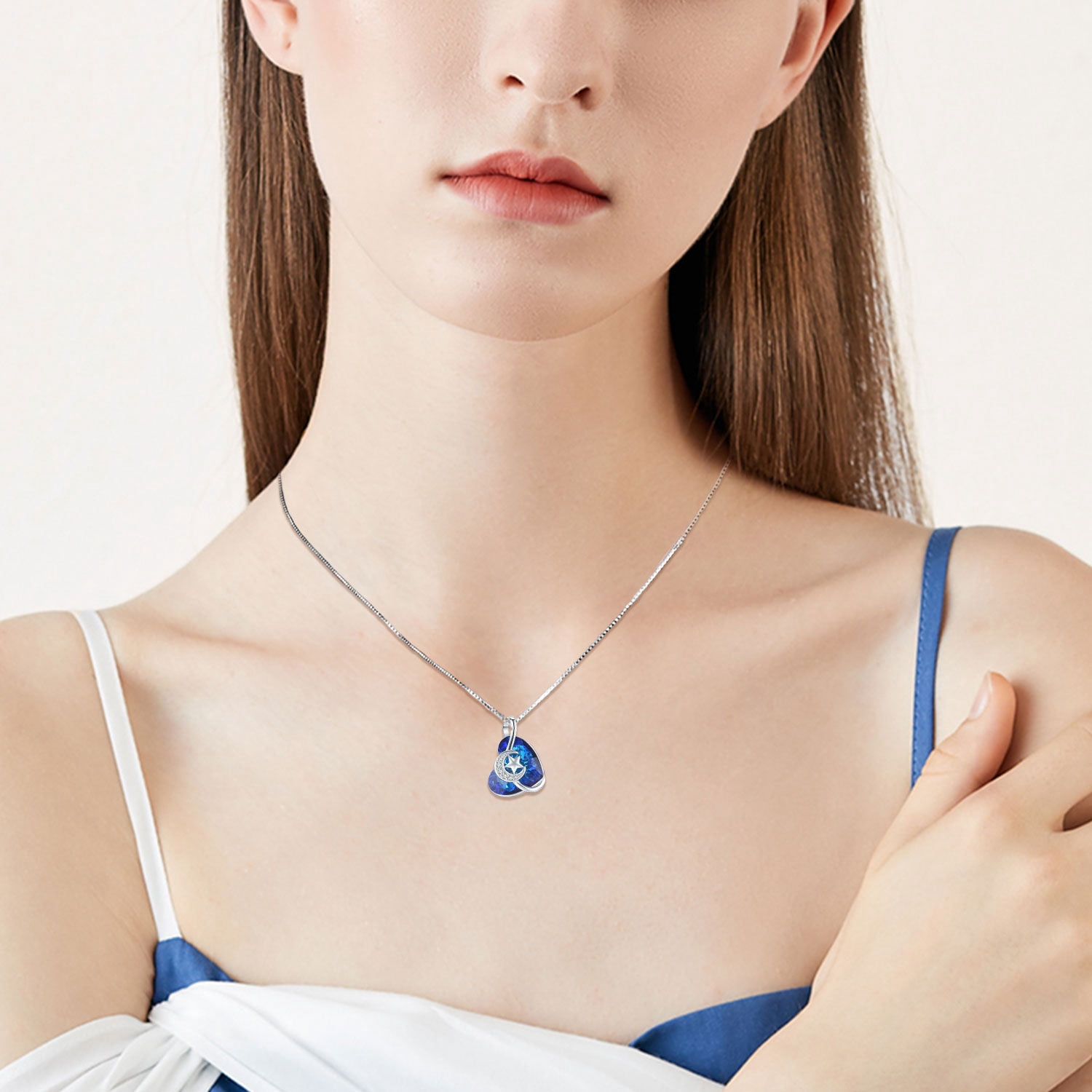 Collier Pendentif Lune Et étoile En étain - Gris, Taille Réglable, Fabriqué En Thaïlande