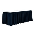 thumbnail image 1 of Ultimate Textile 17 ft. Shirred Pleat Polyester Table Skirt - 42" Bar Height, Navy Blue, 1 of 4