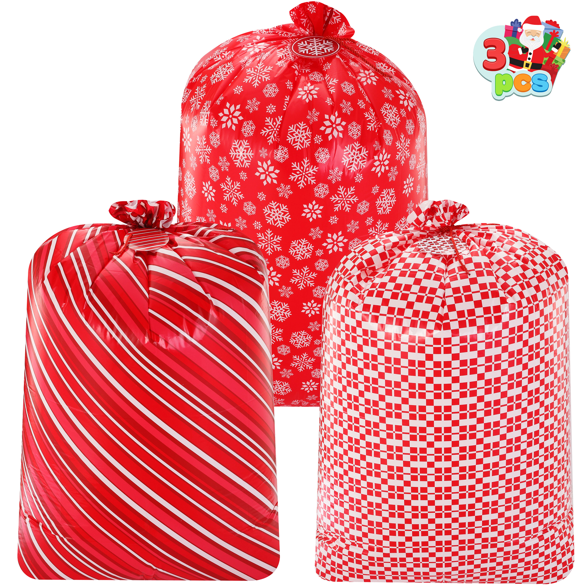 Joyfy Jumbo Christmas Plastic Gift Bags - 3 Pack photo 4