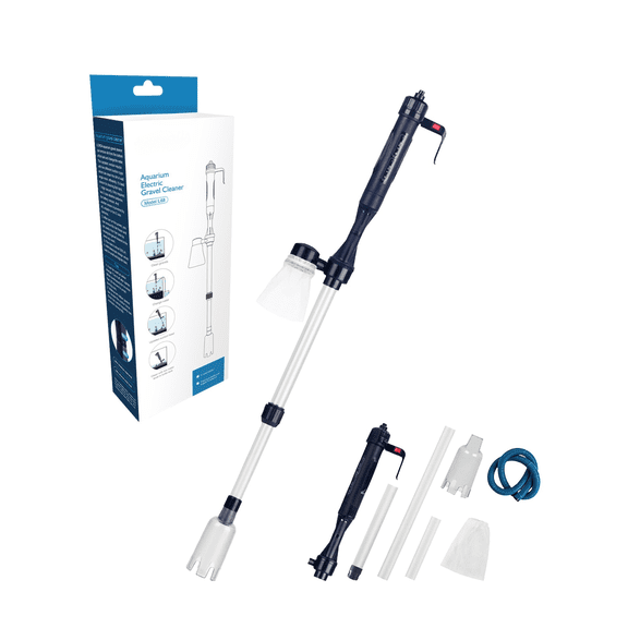 4‑in‑1 Battery Operated Aquarium Gravel Cleaner, Cordless Electric Fish Tank Substrate Vacuum, Multifunctional Water Change, Waste Remover & Tank Scrubber for Freshwater Saltwater Aquariums,White