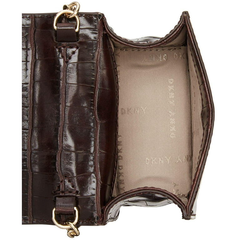 DKNY Elissa Leather Micro Mini Crossbody bag BrunetteGold