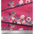 thumbnail image 2 of Soimoi Pink Cotton Voile Fabric Ranunculus & Chrysanthemum Floral Printed Craft Fabric by the Yard 42 Inch Wide, 2 of 5