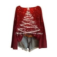 thumbnail image 2 of Elvqul Blouses for Women Knit Long Sleeve T Shirts Party Christmas Crewneck Funny Pullover Juniors Tops Red, 2 of 5