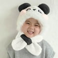 thumbnail image 6 of Sunvit-Panties Warm Plush White Panda 2-in-1 Hat with Scarf for Unisex Kids Kidss 1-6 Years, Nylon Spandex Winter Cold Weather Accessory with Ear Flaps,Size 1 T, 6 of 7