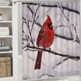 thumbnail image 6 of BCIIG Red Bird Snow Chic Modern Bathroom Decor Shower Curtain Set 69"x72, 6 of 7