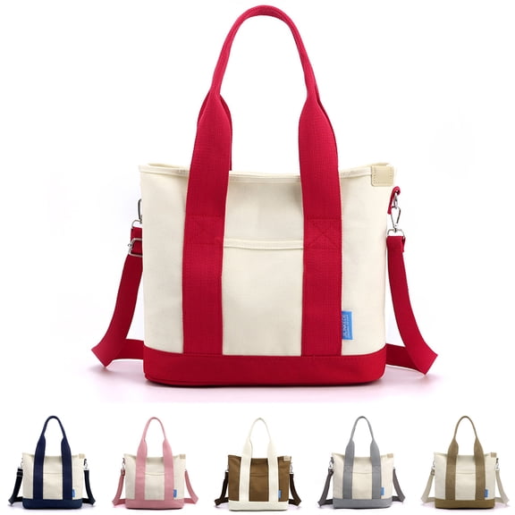 ibiyuan Canvas Tote Bags Bulk Solid Color Canvas One Shoulder Messenger Bag Lightweight Daily Travel School Shopping Handbag for Women