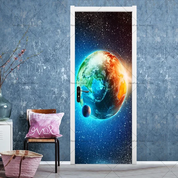 x Door Sticker D Modern Style Vinyl PVC Waterproof Self-adhesive Gift Film Tool DIY Self-adhesive Po