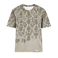 thumbnail image 4 of WCMZJ Summer Tops for Women 2025 Cute Floral Graphic Tee Shirt Dressy Round Neck Short Sleeve Tunic Pullover Petite Ladies Blouses Khaki L, 4 of 4