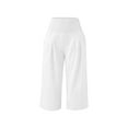 thumbnail image 7 of Diufon Linen Capris for Girls Summer Palazzo Smocked High Waist Capri Pants Beach Vacation Pants with Pockets, 7 of 7