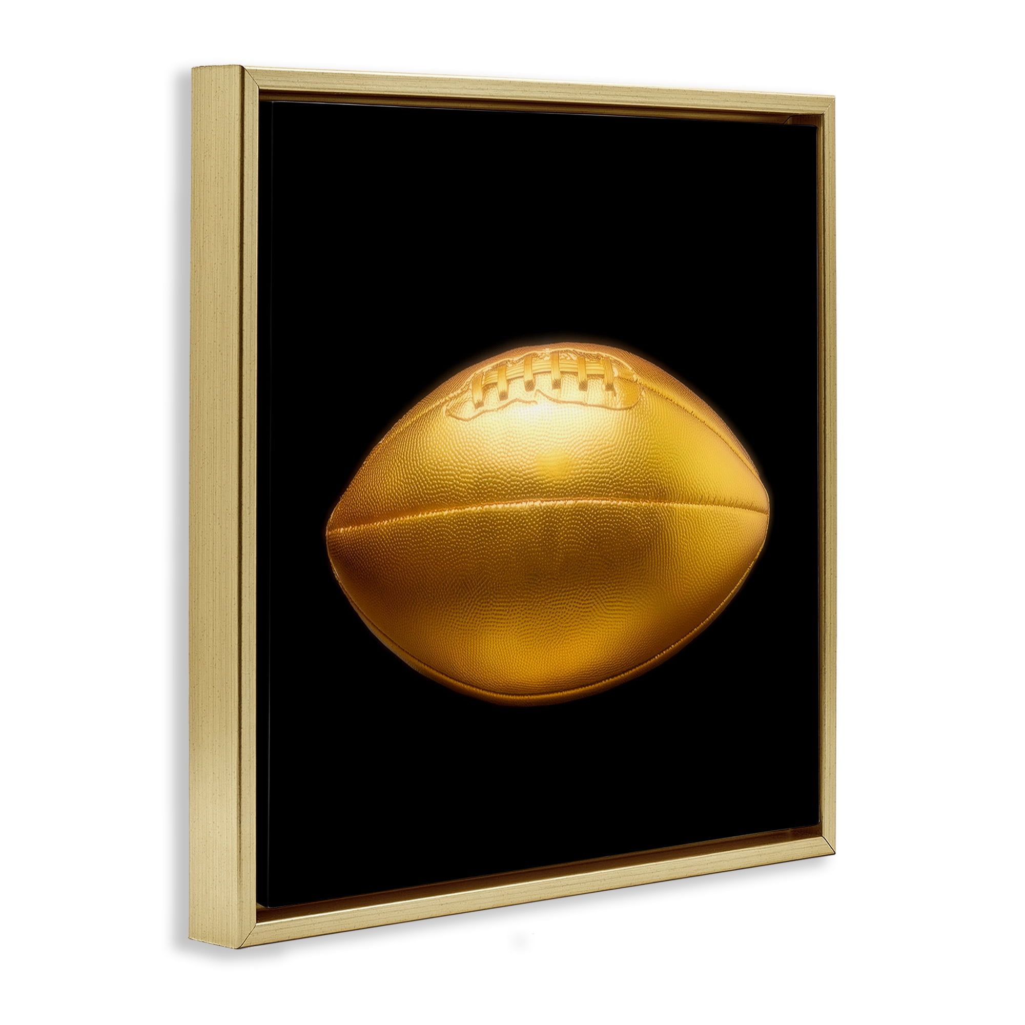 Stupell Industries Gold Designer Football Sports Painting Gold Floater Framed Canvas Art Print Wall Art, 25 x 25