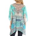 thumbnail image 4 of Sakkas Tanya Women's Short Sleeve Floral Print Loose Blouse Tunic V-neck Silky - TTU383-Turq - One Size, 4 of 5