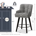thumbnail image 3 of MultiHaven 26.2-Inch Bar Stools Set of 2,Swivel Counter Height Bar Stool with Plaid Back & Armrests,Solid Wood Legs Fabric Kitchen Chairs for Bar,Cafe - Mid Grey, 3 of 9
