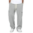 thumbnail image 1 of Ceisia Men's All-Season Solid Color Workwear Gift Pants - Elastic Waist Drawstring Pocket Oversized Comfort Pants, 1 of 8