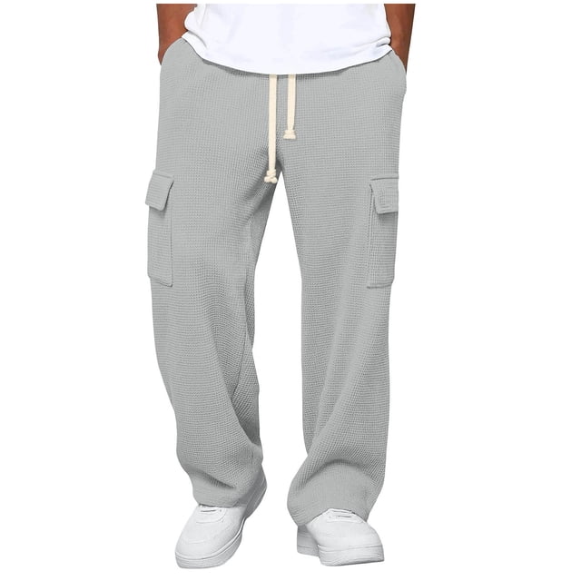 Ceisia Men's All-Season Solid Color Workwear Gift Pants - Elastic Waist Drawstring Pocket Oversized Comfort Pants