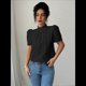 thumbnail image 4 of Camisa de Verano para Mujer, de Corta, con Volantes, Cuello Alto, Floral, , 2025, Blusas Informales, Tops Negro L, 4 of 8