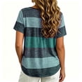 thumbnail image 5 of Lumistal Plus Size Women Summer Tops Thin Breathable Casual T-Shirts Striped Blouse Short Sleeve Top Basic Tee Fashion Leisure Tshirt for Women Going Out Tops XL-5XL Green XXXXXL, 5 of 6