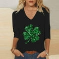 thumbnail image 4 of St Patricks Day Shirt Women Sequin Shamrock Graphic Tees Irish Crewneck 3/4 Sleeve Shirts Funny Saint Pattys Outfits, 4 of 4