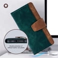 thumbnail image 7 of Leather For Apple iPhone 15 Pro RFID Blocking Dual Tone Flip Wallet Case, With Card Holder Buckle Magnetic Closure Shockproof Kickstand Protective Phone Cases Cove,Green,For iPhone 15 Pro, 7 of 7