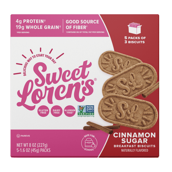 Sweet Loren's Breakfast Biscuits, Cinnamon Sugar, 5 Packs, 1.6 oz (45 g) Each