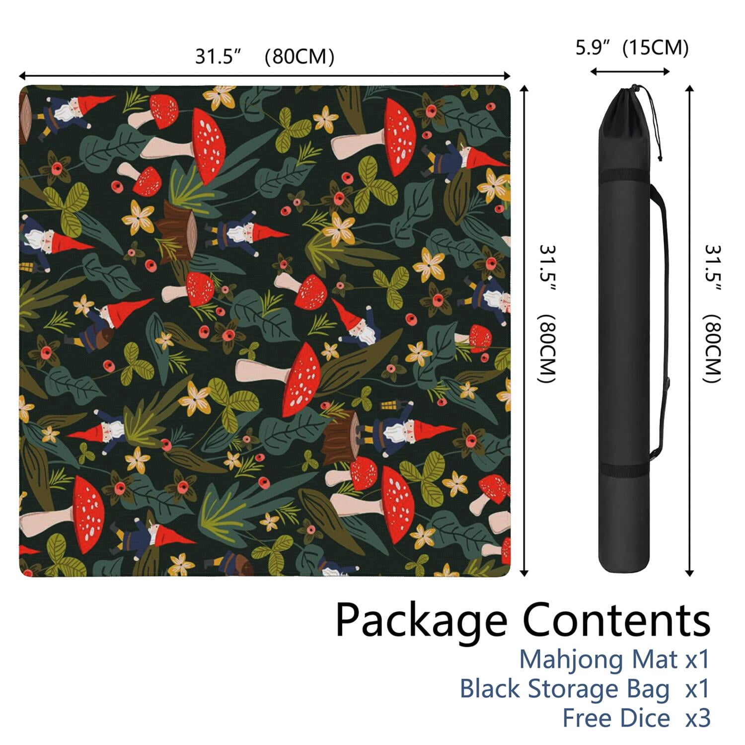 31.5 Inch Plants Inspired Game Surface Constructed from Durable Rubber Featuring Anti-Slip Grip Backing and Noise Dampening for Tiles Board Games
