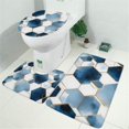 thumbnail image 2 of Blue White Gold Hexagon Marble Pattern Bathroom Rugs Sets 3 Piece,Toilet Cover Set,Absorbent Non Slip Bathroom Mats Sets with U-Shaped Contour Rug Toilet Rug Set, 2 of 5