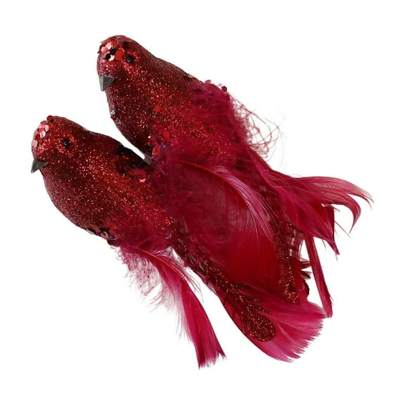 Christmas Feather Bird Ornament – 2-Pack Realistic Small Bird Decorations with Clip, Soft Feather Figurines for Tree, Wreath, Table or Holiday Decor