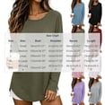 thumbnail image 3 of ClodeEU Women's Crew Neck Side Split Curved Hem Long Sleeve Top, Casual Loose Waffle Knit Pullover Blouse Army Green,Women's Plus L, 3 of 9