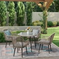 thumbnail image 6 of JOIVI 5-Piece Outdoor Dining Set, Wicker Patio Dining Set, Rattan Patio Furniture Table and Chairs Set for 4 People, with Umbrella Hole for Lawn, Backyard, Garden, Tan, 6 of 13