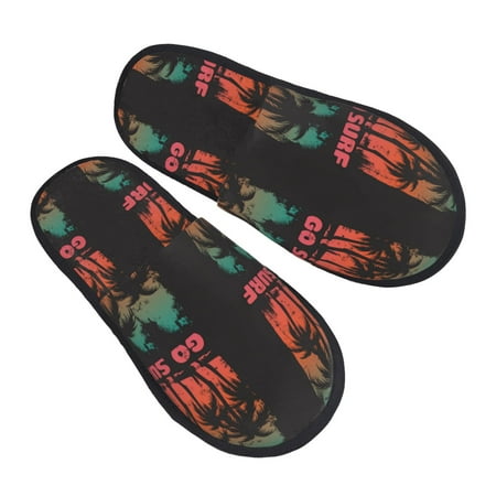 

Jgfou Go Surfer Print Womens Cozy Memory Foam Slippers Soft Warm Slip On House Slippers Anti-Skid Rubber Sole Creative Gifts for Women Mom Girlfriend