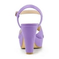 thumbnail image 2 of BLISSFUL STEP Women's Fashion Platform Strap Slingback Chunky Heel Open Toe Sandals Light Purple 7, 2 of 7