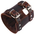 thumbnail image 4 of Brazaletes de cuero PU con diseño de guantelete Steampunk y hebilla ajustable. Marrón A, 4 of 9