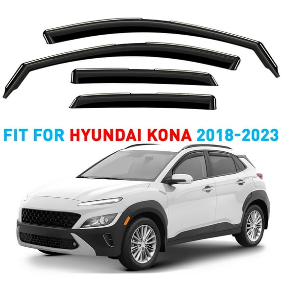 GrandWheel Co Smoke Tinted In-channel Side Window Vent Visor Deflectors Rain Guards Compatible with Hyundai Kona 2018-2023 - 4 pcs. GW0914