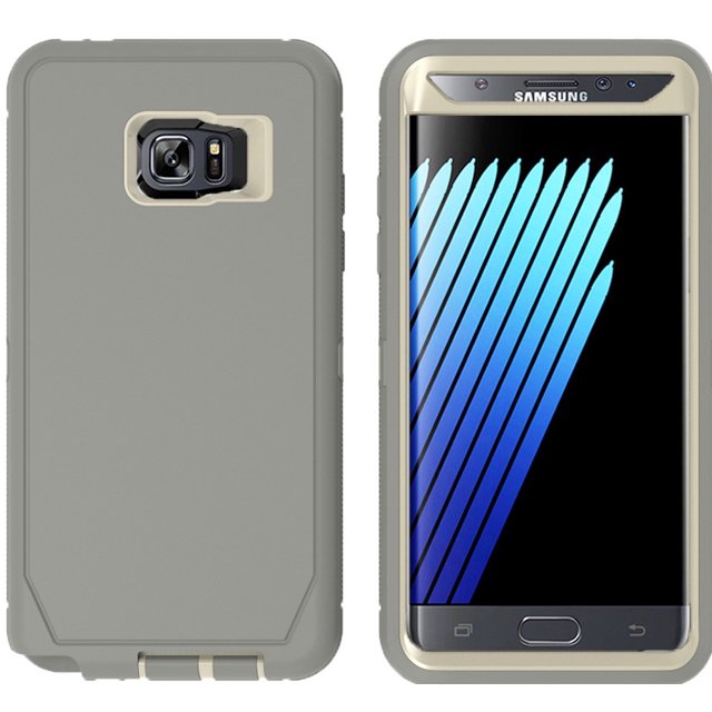 Mobile Xcessories - Gray Samsung Galaxy Note 5 Case Only Military-Grade/Dust/Drop Shockproof 3-Layer Full Body Ultra Rugged Scratch Resistant Wireless Charging Heavy Duty Cover Case