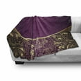 thumbnail image 3 of Eastern Soft Flannel Fleece Throw Blanket, Oriental and Abstract Swirly Floral Frame Vintage Style, Cozy Plush for Indoor and Outdoor Use, 70" x 90", Fuchsia Pale Yellow Plum, by Ambesonne, 3 of 6