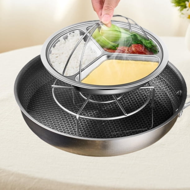 Bandeja de Acero Inoxidable perfecl para Cocinar Al Cesta Dividida con Asa 19 cm x 3 cm