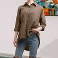 thumbnail image 5 of YEJIMAN Yellow V Neck T Shirts For Women, Linen Oversized Tshirts For Women, Women's Casual Linen Blouses Tops Long Sleeve Button Down Shirts, 5 of 9