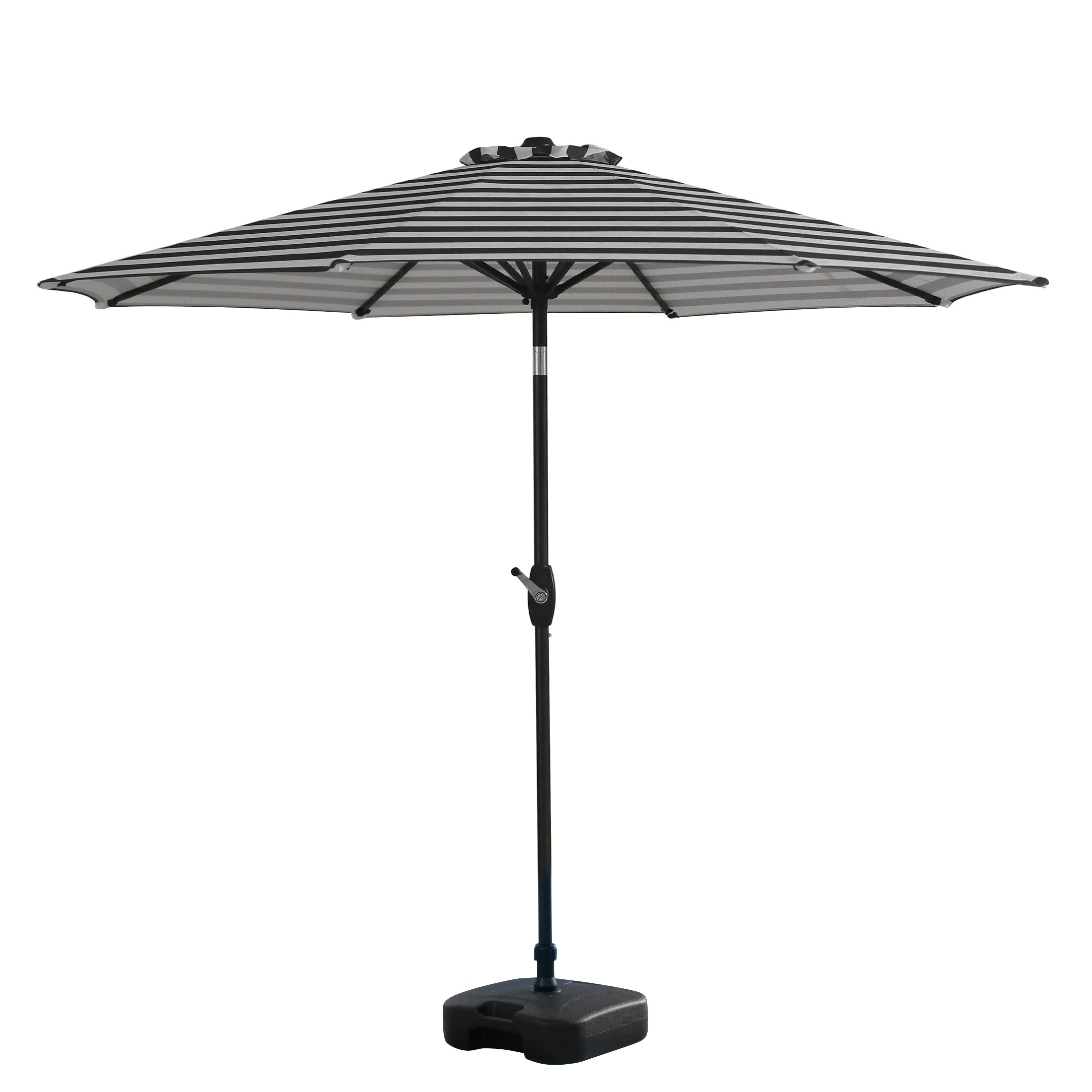 9 Ft Tilt And Crank Patio Table Umbrella With Square Base Black White Stripe Walmart Com Walmart Com