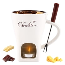 Chocolate Fondue Mug with Fork, Chocolate Melting Cup, Mini Chocolate Fondue Set Without Tealights, Ideal Gift for Date Nights Birthdays Anniversary Weddings