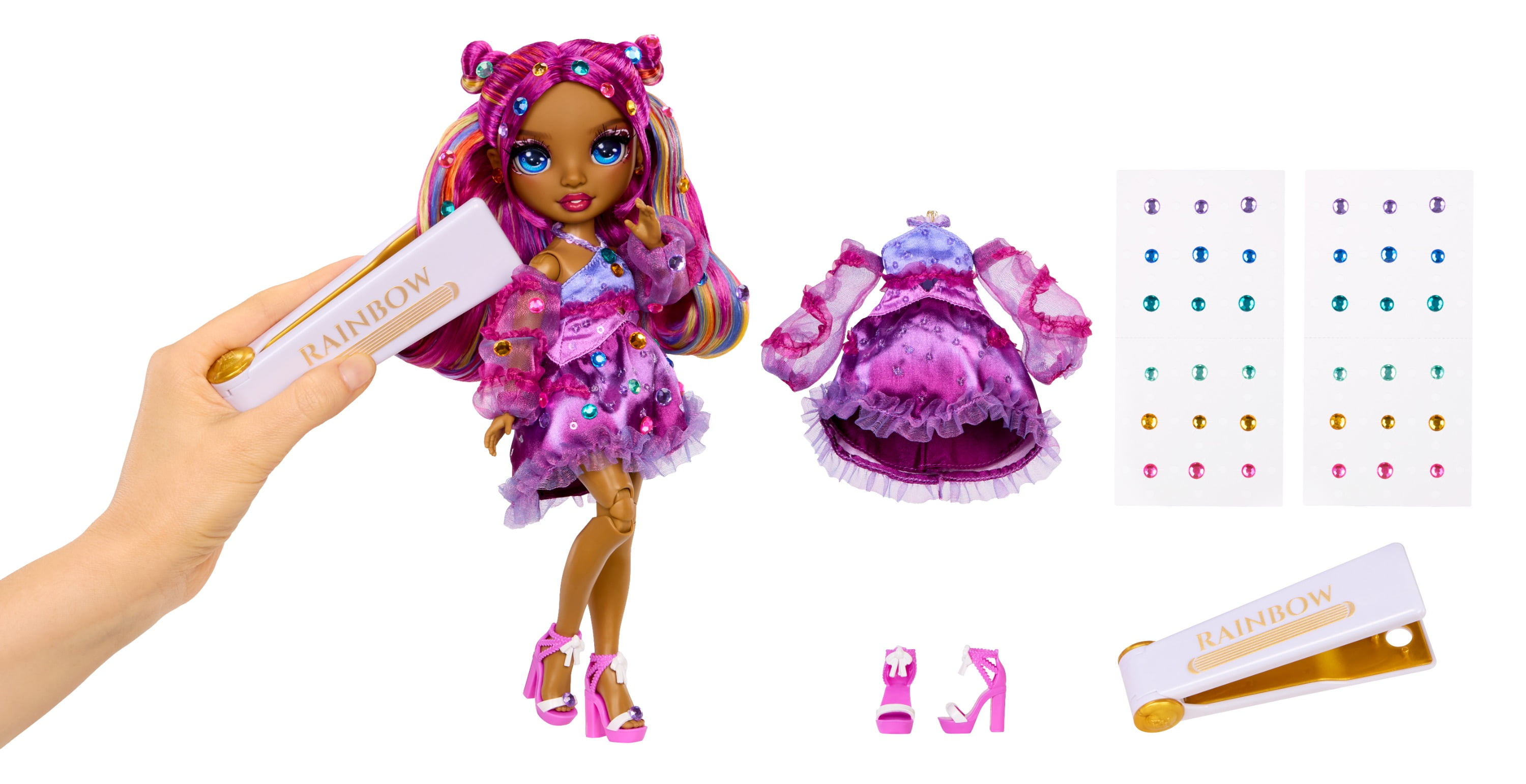 Rainbow High Be Dazzling Fashion Dolls- Noemie Violette (Purple) with Bedazzler Tool and Sparkle Gems