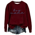 thumbnail image 3 of UJNDER Women's Crewneck Sweatshirt Mom Embroidered Letter Print Pullover Long Sleeve Funny Wine XXL, 3 of 4