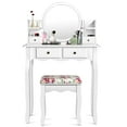 thumbnail image 6 of Costway Makeup Vanity Table Drawers Oval Dressing Table Kids Gift, 6 of 10