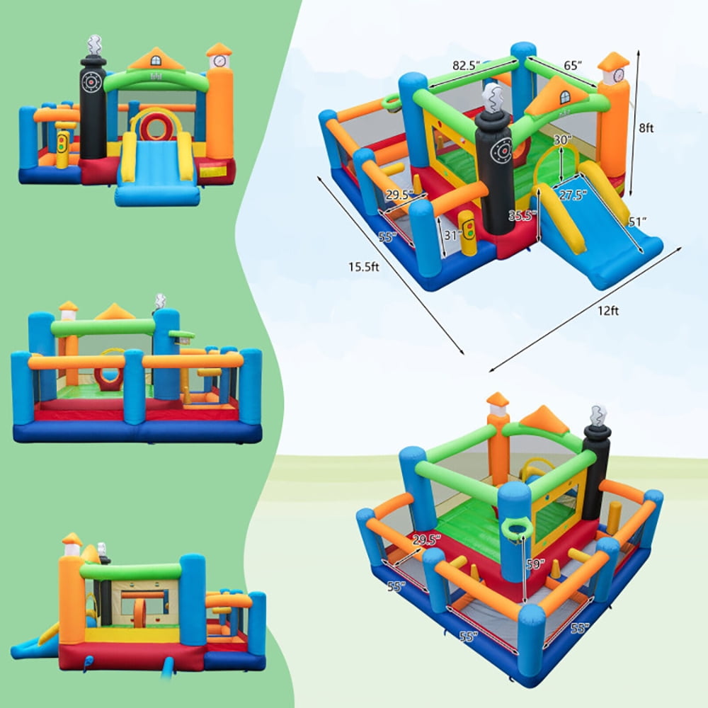 Aimee Lii Train Themed Kids Bouncer with Slide and Basketball Hoop with 950W Air Blower, Playhouse for Kids Outdoor Aimee Lii Train Themed Kids Bouncer with Slide and Basketball Hoop with 950W Air Blower, Playhouse for Kids Outdoor